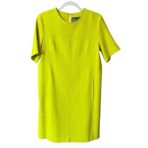 Lela Rose Short Sleeve Seamed Tunic Dress Citrine Size 8 NWT Wool Modern